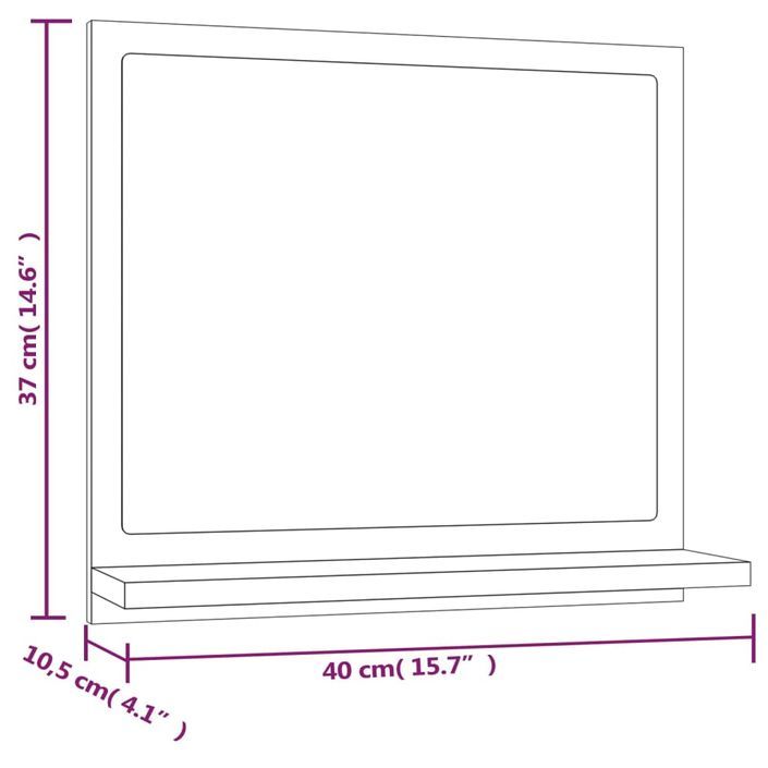 Miroir de bain Sonoma gris 40x10,5x37 cm Bois d'ingénierie - Photo n°8