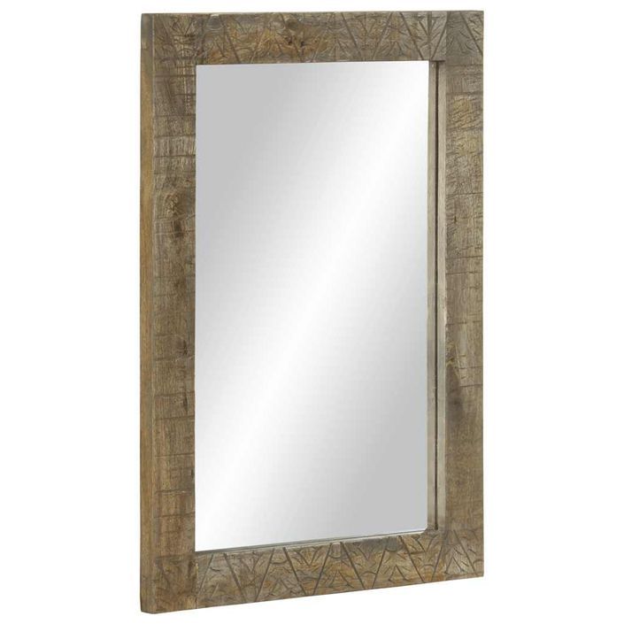 Miroir de salle de bain 50x2,5x70 cm bois de manguier massif - Photo n°1