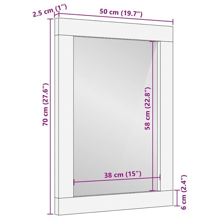 Miroir de salle de bain 50x3x70 cm bois de manguier massif - Photo n°11