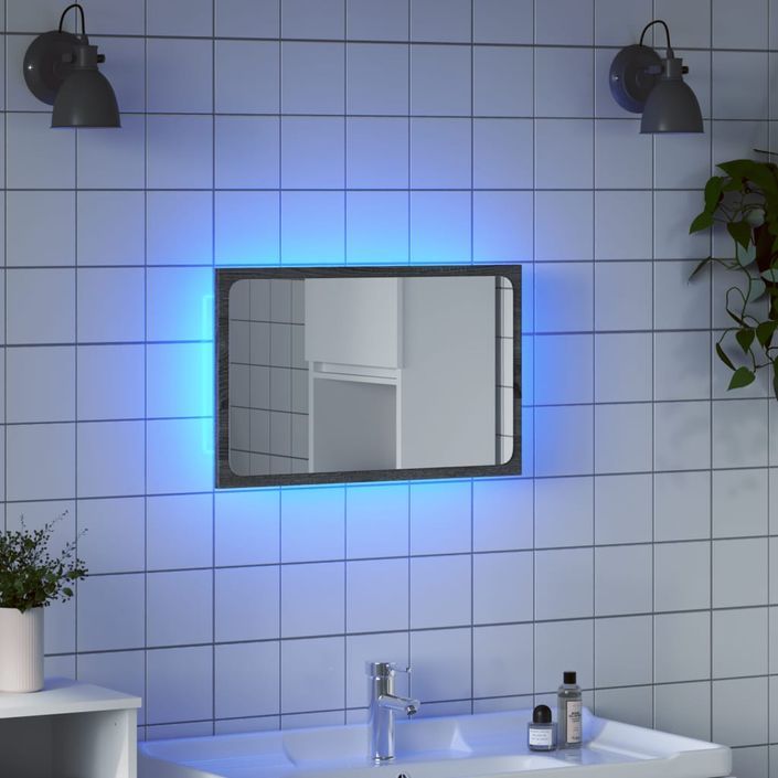 Miroir de salle de bain à LED sonoma gris bois d'ingénierie - Photo n°1