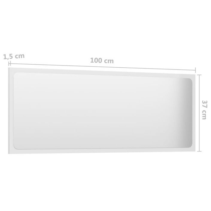 Miroir de salle de bain Blanc brillant 100x1,5x37 cm - Photo n°5