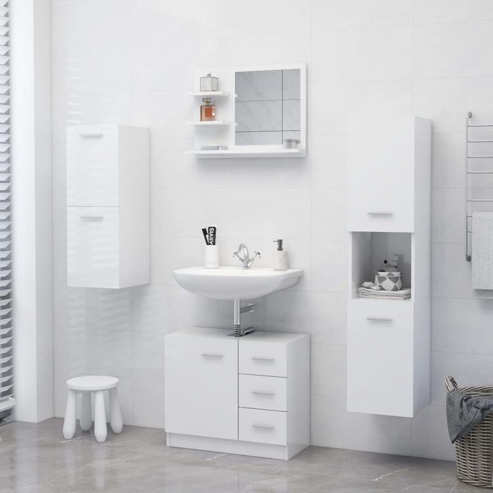 Miroir de salle de bain Blanc brillant 60x10,5x45 cm - Photo n°4