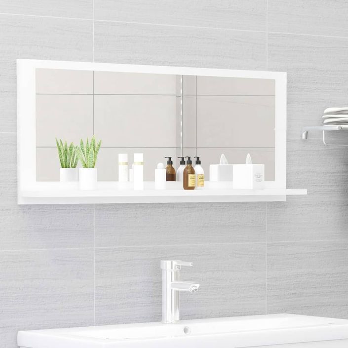 Miroir de salle de bain Blanc brillant 90x10,5x37 cm - Photo n°2