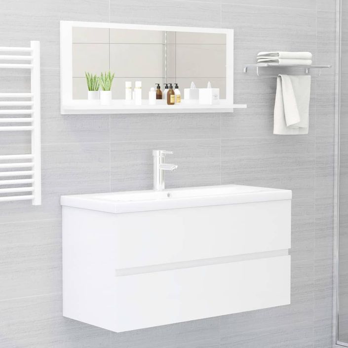 Miroir de salle de bain Blanc brillant 90x10,5x37 cm - Photo n°4