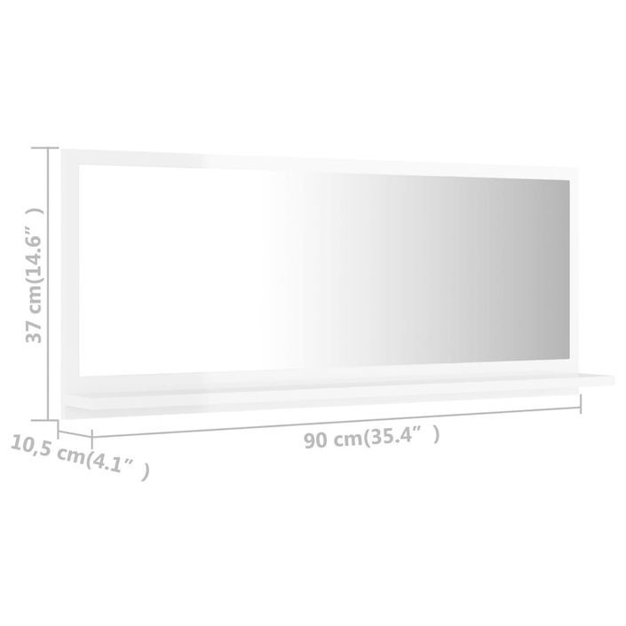 Miroir de salle de bain Blanc brillant 90x10,5x37 cm - Photo n°7