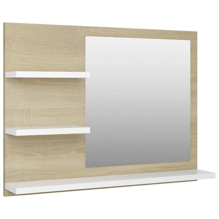 Miroir de salle de bain Blanc et chêne sonoma 60x10,5x45 cm - Photo n°1