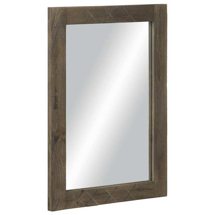 Miroir de salle de bain gris 50x3x70 cm bois de manguier massif - Photo n°1