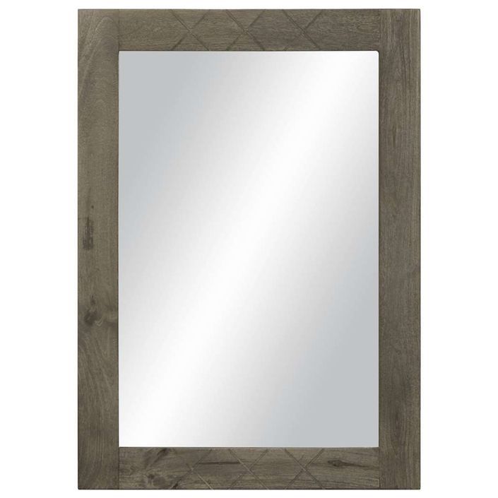 Miroir de salle de bain gris 50x3x70 cm bois de manguier massif - Photo n°2