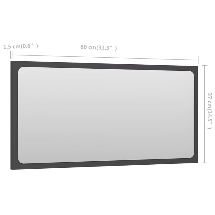 Miroir de salle de bain Gris 80x1,5x37 cm - Photo n°5