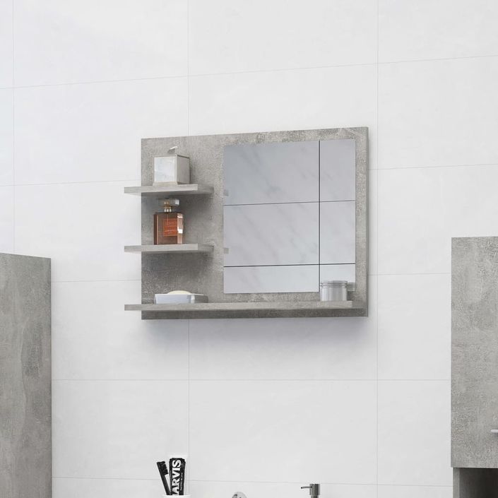 Miroir de salle de bain Gris béton 60x10,5x45 cm - Photo n°2