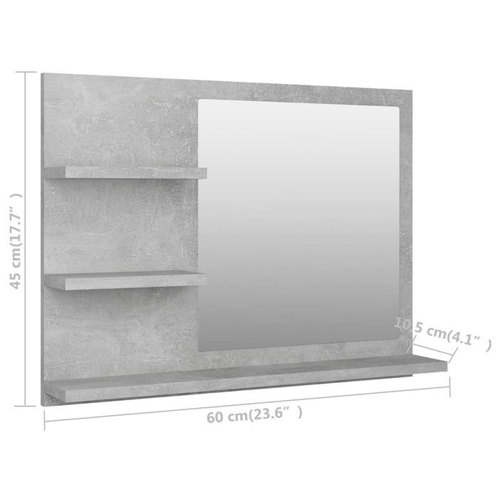 Miroir de salle de bain Gris béton 60x10,5x45 cm - Photo n°7