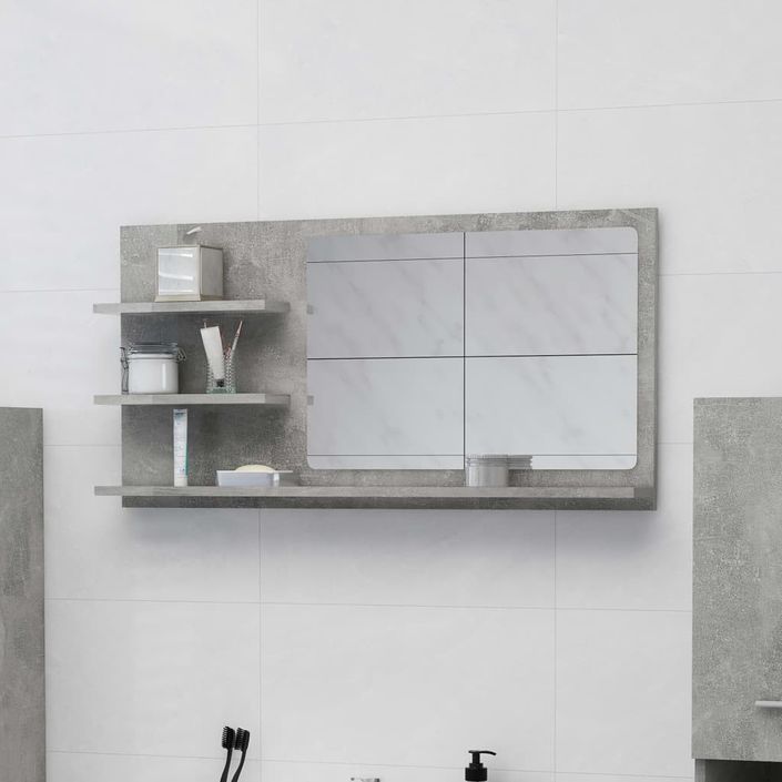 Miroir de salle de bain Gris béton 90x10,5x45 cm - Photo n°2