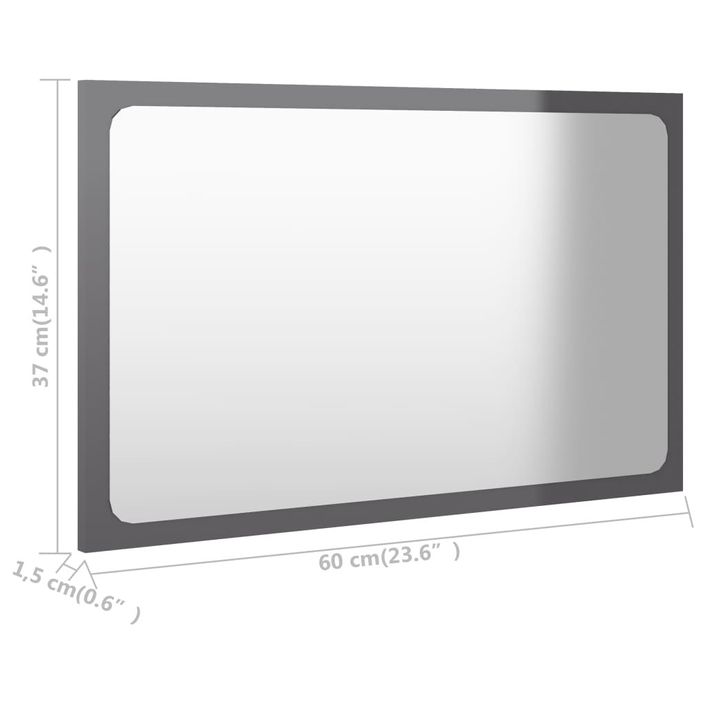 Miroir de salle de bain Gris brillant 60x1,5x37 cm - Photo n°5