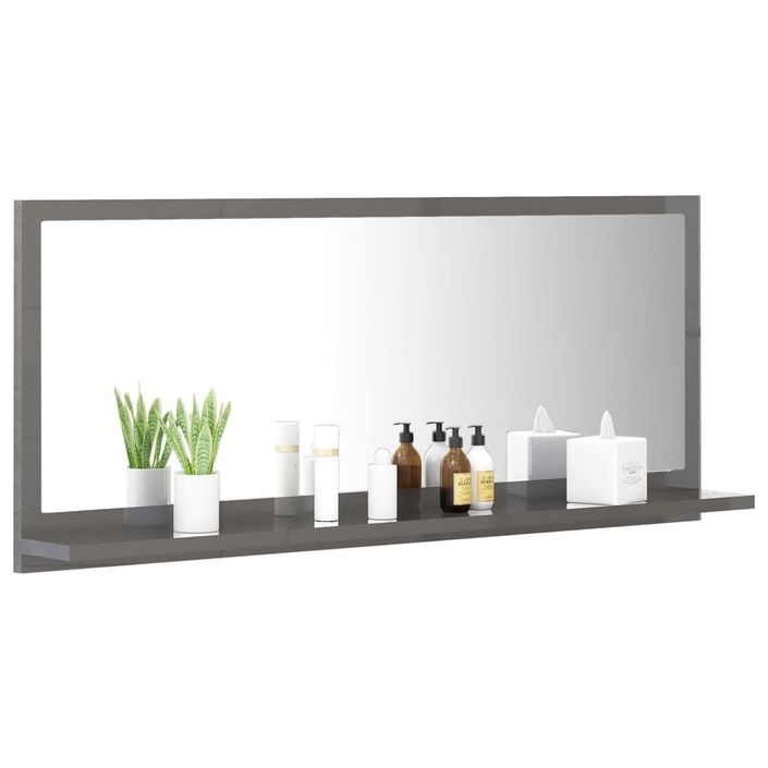 Miroir de salle de bain Gris brillant 90x10,5x37 cm - Photo n°1