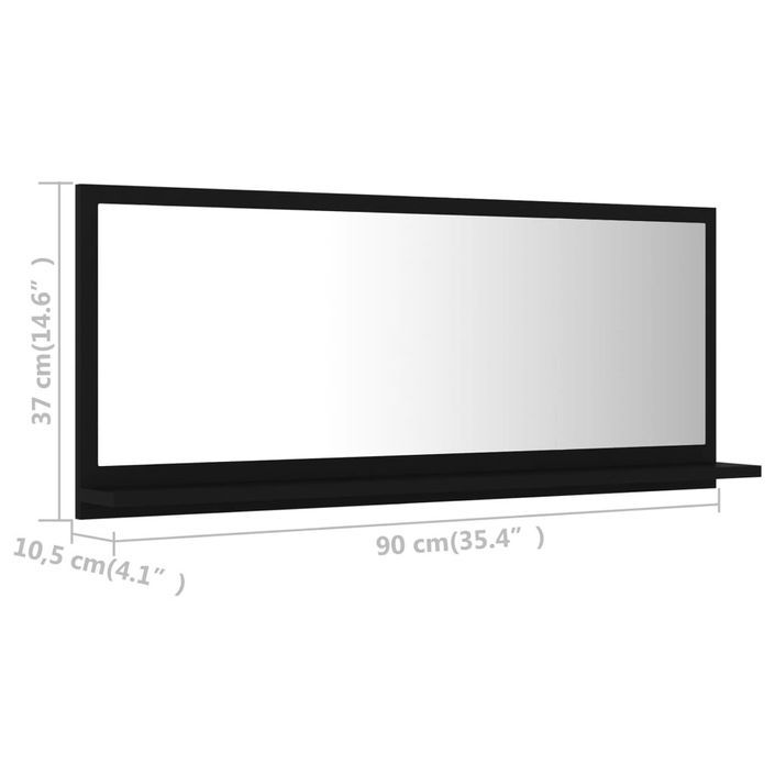 Miroir de salle de bain Noir 90x10,5x37 cm - Photo n°7
