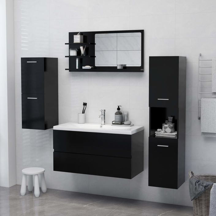 Miroir de salle de bain Noir 90x10,5x45 cm - Photo n°4
