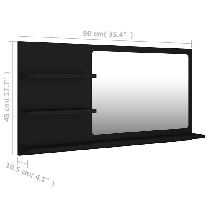 Miroir de salle de bain Noir 90x10,5x45 cm - Photo n°7