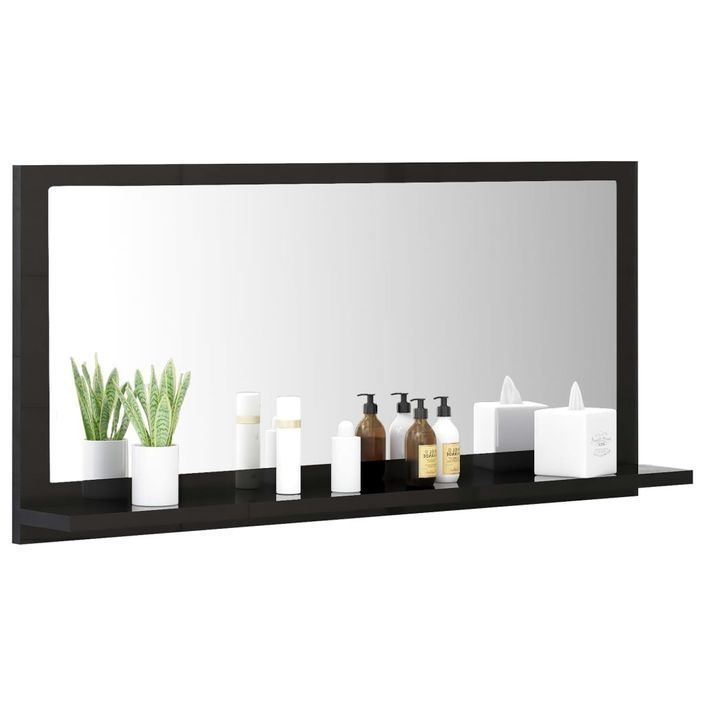 Miroir de salle de bain Noir brillant 80x10,5x37 cm - Photo n°1