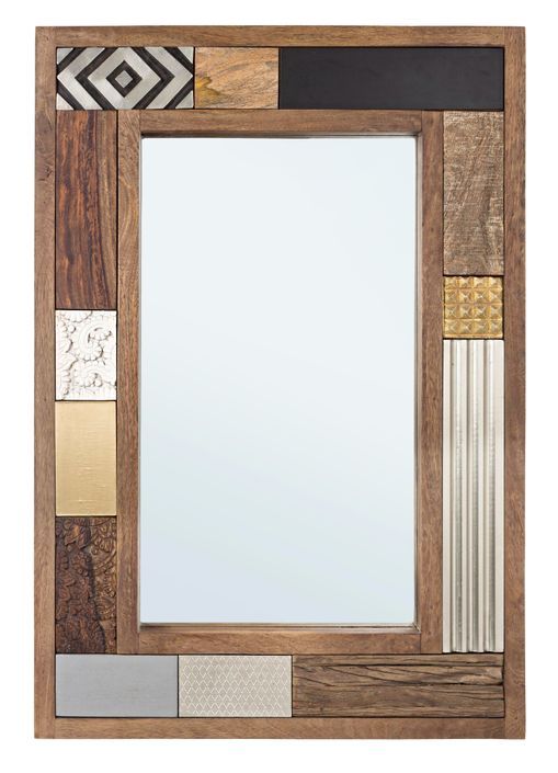 Miroir en bois recyclé multicolore Doki 100 cm - Photo n°1