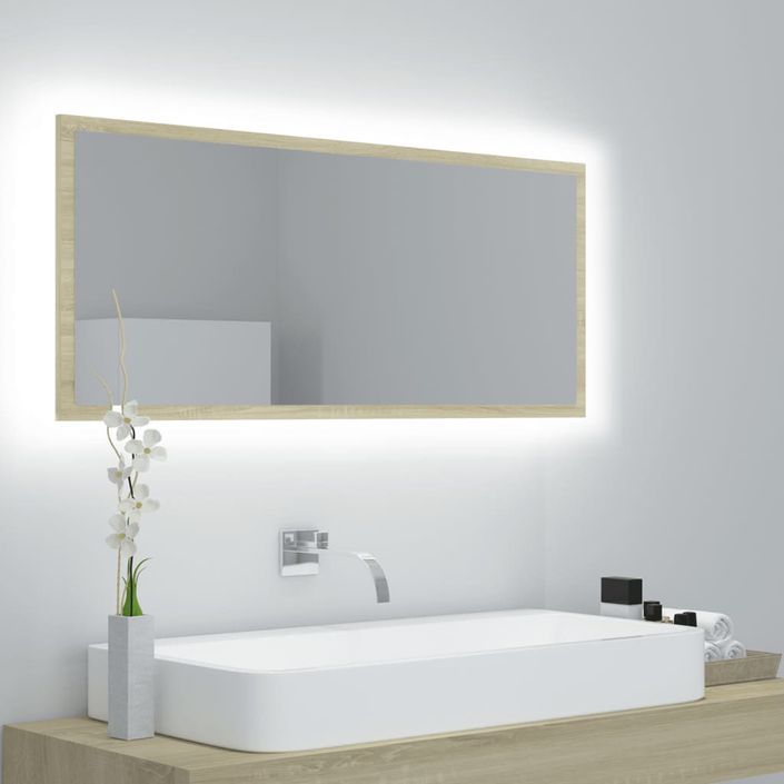 Miroir LED de salle de bain Chêne sonoma 100x8,5x37cm - Photo n°1