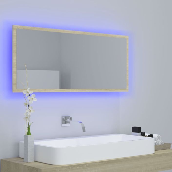 Miroir LED de salle de bain Chêne sonoma 100x8,5x37cm - Photo n°3