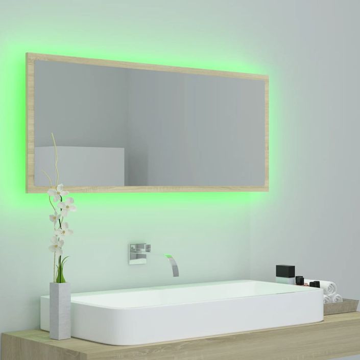 Miroir LED de salle de bain Chêne sonoma 100x8,5x37cm - Photo n°4