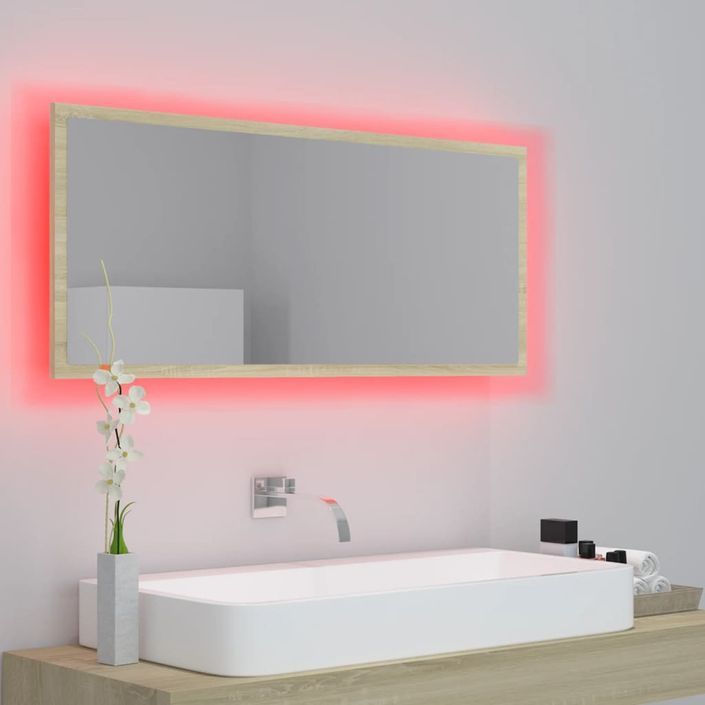 Miroir LED de salle de bain Chêne sonoma 100x8,5x37cm - Photo n°5