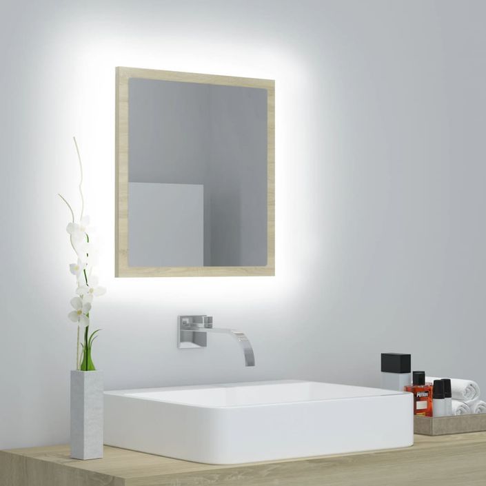 Miroir LED de salle de bain Chêne sonoma 40x8,5x37 cm - Photo n°2