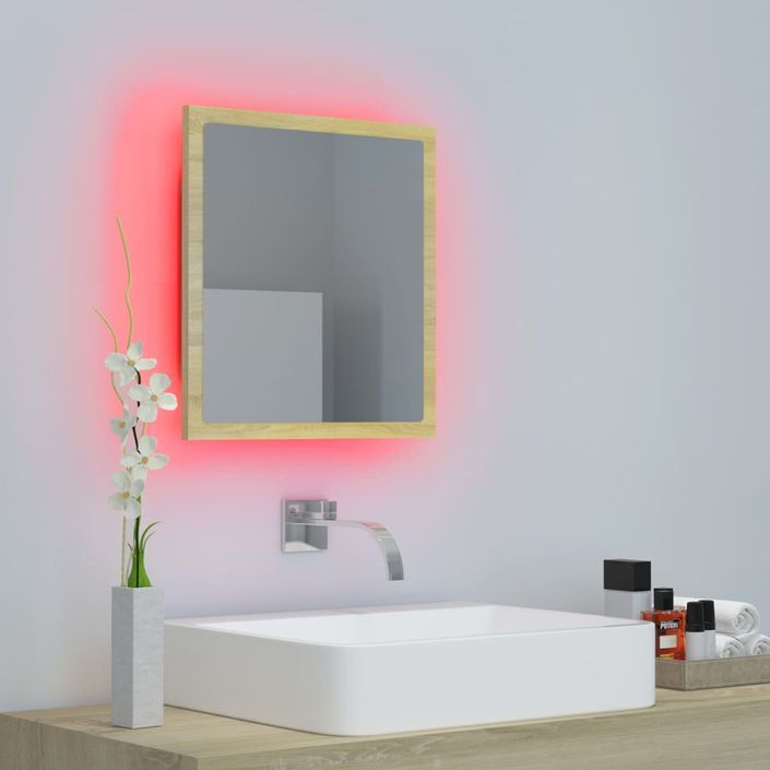 Miroir LED de salle de bain Chêne sonoma 40x8,5x37 cm - Photo n°6