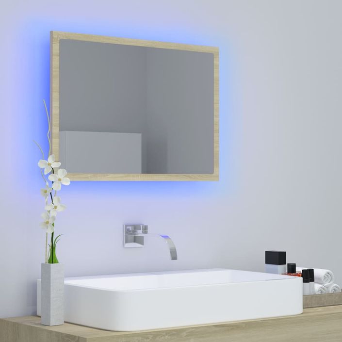 Miroir LED de salle de bain Chêne sonoma 60x8,5x37 cm - Photo n°4