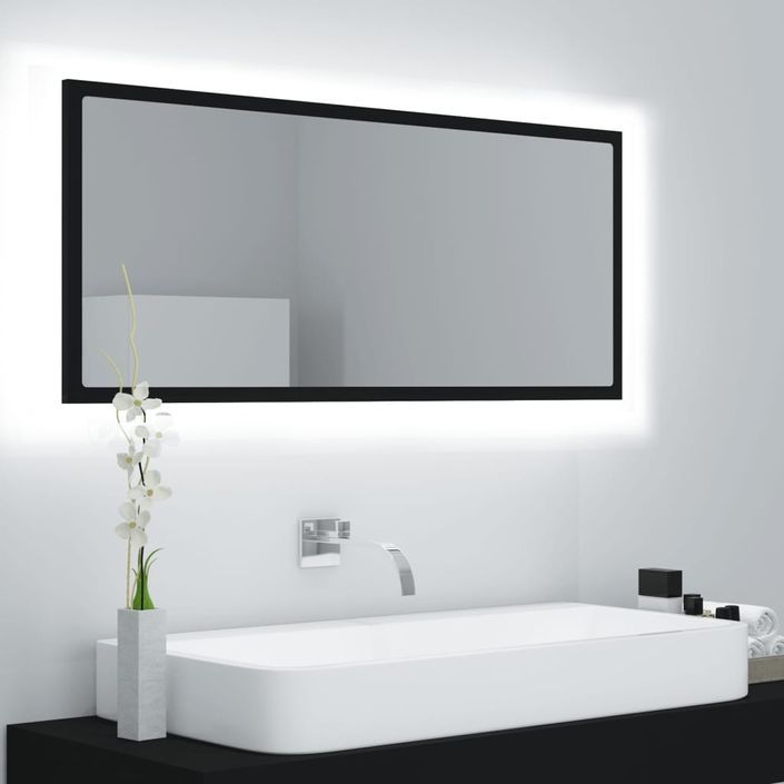 Miroir LED de salle de bain Noir 100x8,5x37 cm - Photo n°2