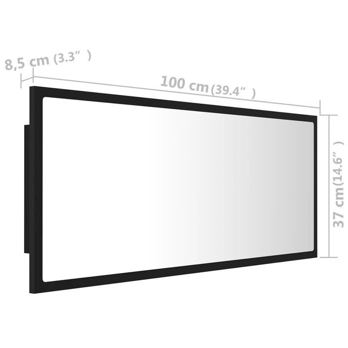 Miroir LED de salle de bain Noir 100x8,5x37 cm - Photo n°12