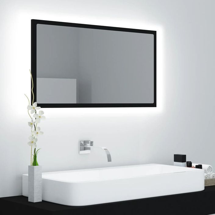 Miroir LED de salle de bain Noir 80x8,5x37 cm - Photo n°3