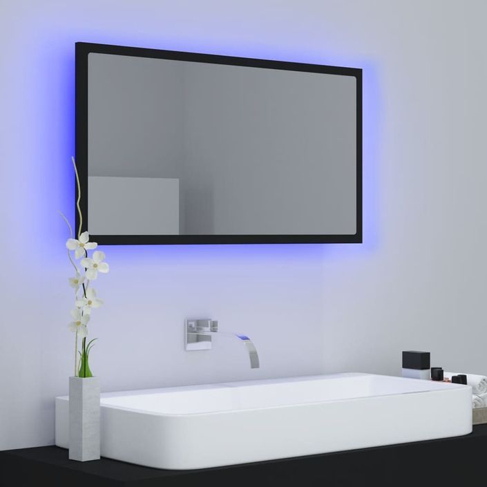 Miroir LED de salle de bain Noir 80x8,5x37 cm - Photo n°4