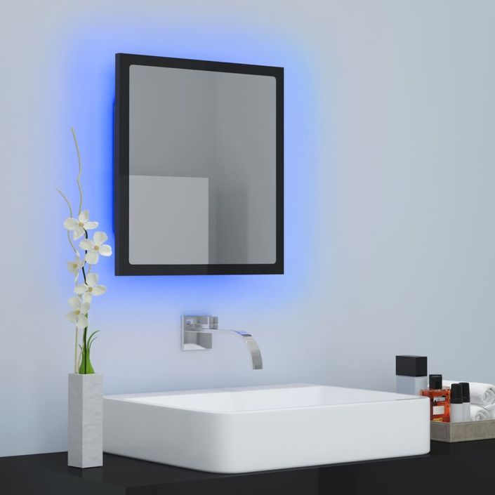 Miroir LED de salle de bain Noir brillant 40x8,5x37cm - Photo n°4