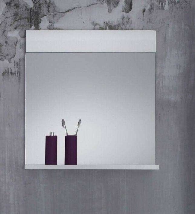 Miroir mural avec étagère mélaminé blanc Lentz - Photo n°3