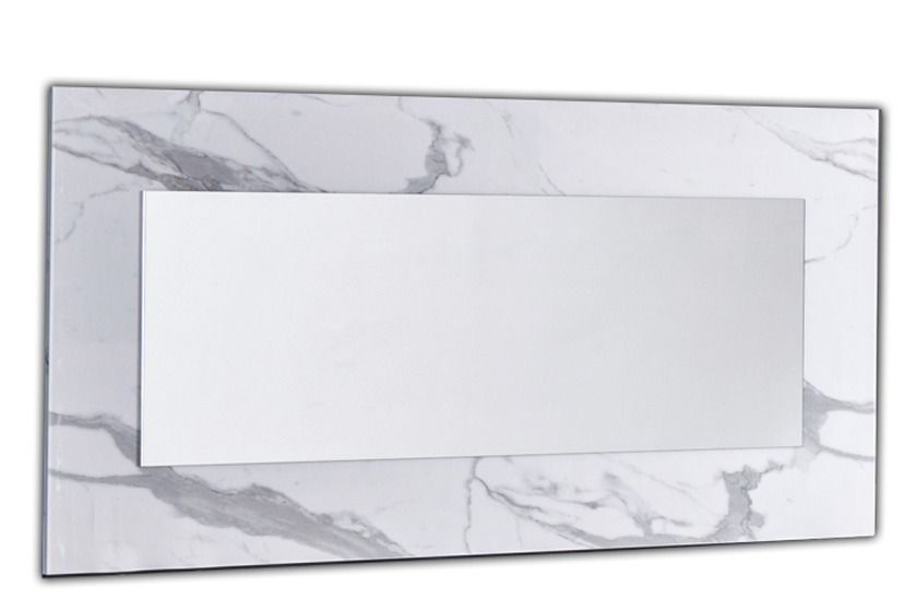 Miroir mural bois blanc effet marbre vernis Botela 190 cm - Photo n°1