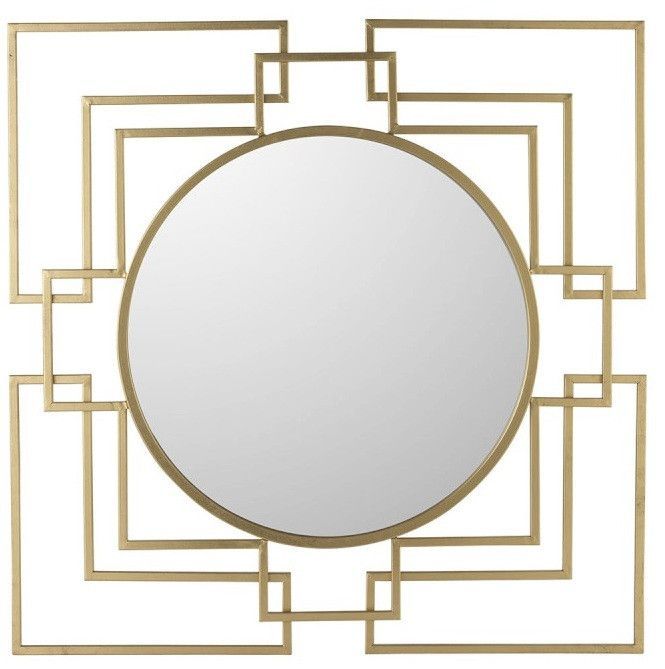 Miroir mural carré verre et métal doré Ysarg - Photo n°1