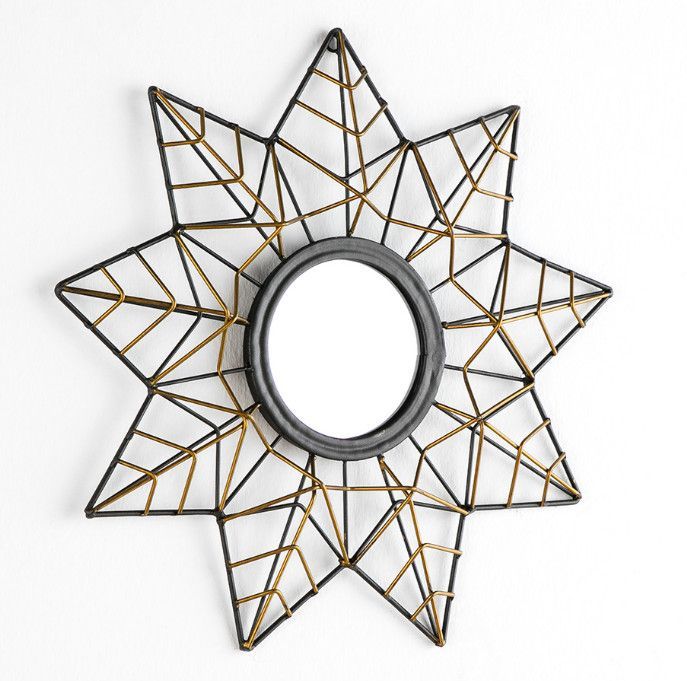 Miroir mural étoile métal noir et doré Roxy - Photo n°1