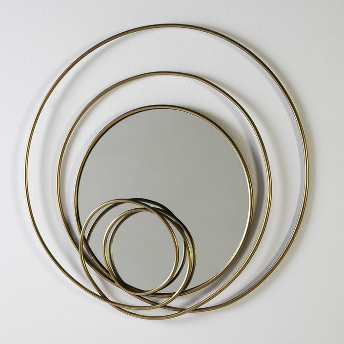 Miroir mural multi-cercles métal doré Riv - Photo n°1