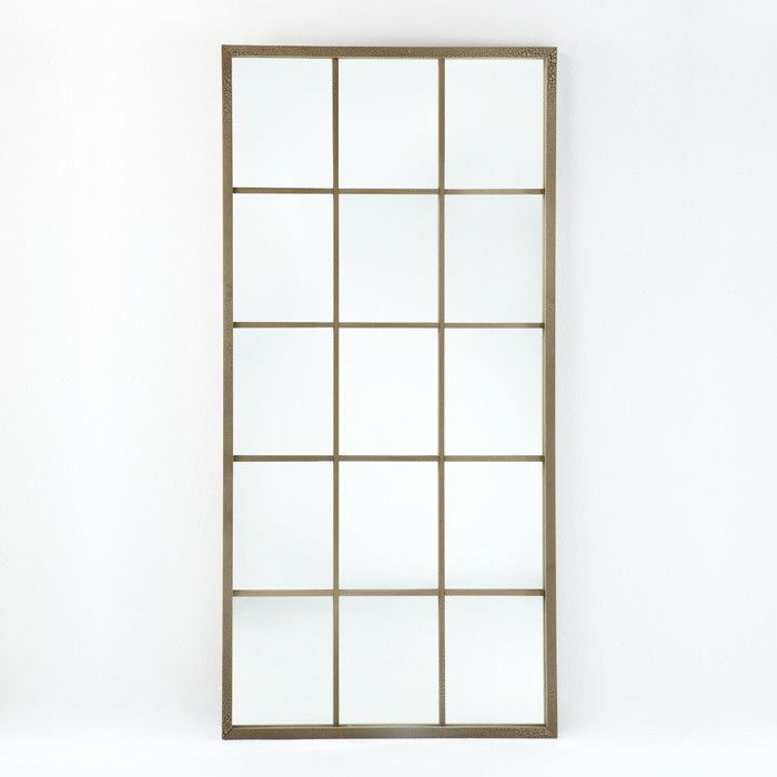 Miroir mural multi-rectangles bois laqué beige Nathi 200 cm - Photo n°1