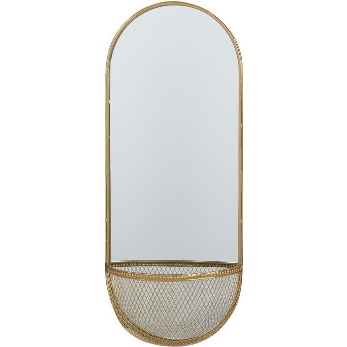 Miroir mural ovale avec panier métal doré Vald - Photo n°2