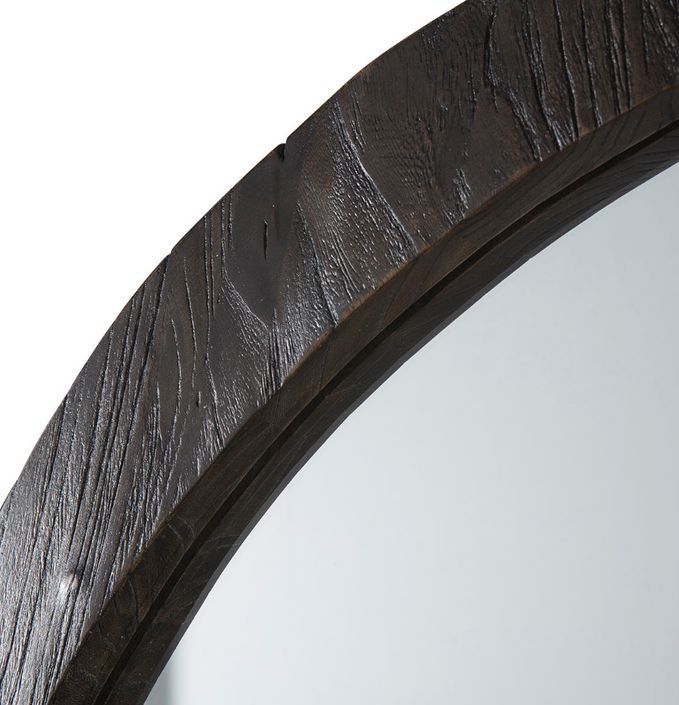 Miroir mural ovale bois massif foncé Blac 101 cm - Photo n°2