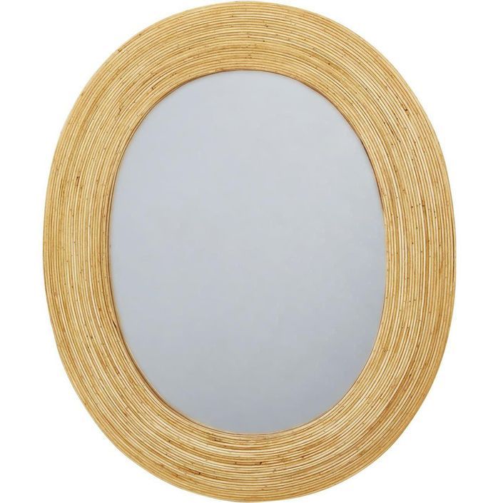 Miroir mural ovale rotin beige Ouvop - Photo n°1