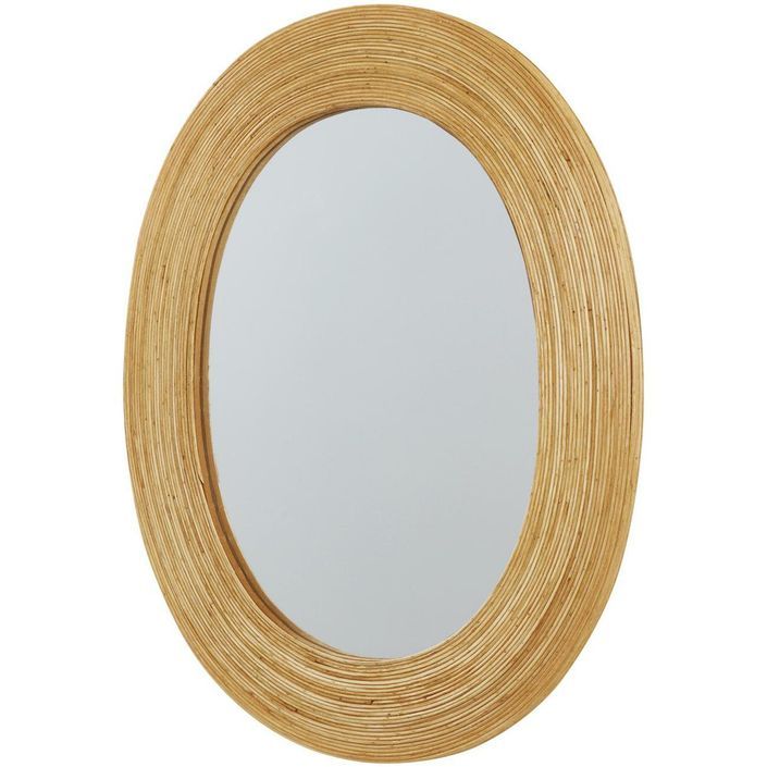 Miroir mural ovale rotin beige Ouvop - Photo n°2
