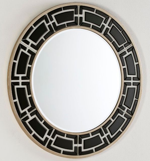 Miroir mural rond verre noir et blanc Octy 110 - Photo n°1