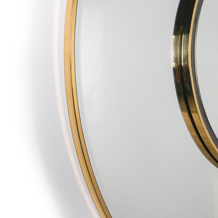 Miroir mural ronde verre et métal doré Alma - Photo n°2