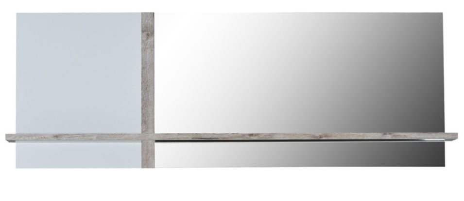 Miroir rectangulaire 1 tablette bois gris et laqué blanc Kartz - Photo n°1