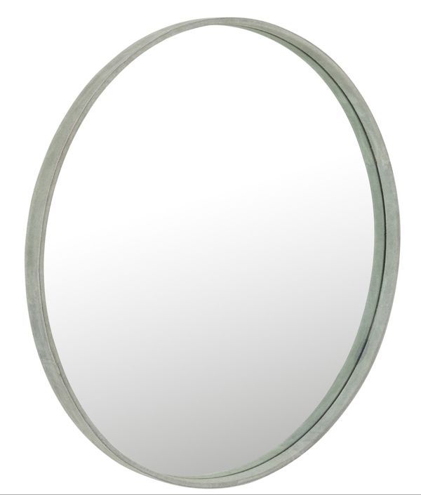 Miroir rond cuir vert Analore D 60 cm - Photo n°1