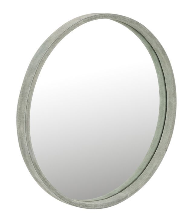 Miroir rond cuir vert Patty D 40 cm - Photo n°1